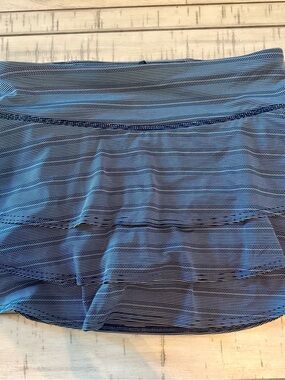 Athleta Navy and White Striped Skater Skirt